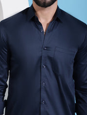 Men's Cotton Solid Casual Shirt - SF_883Navy_S