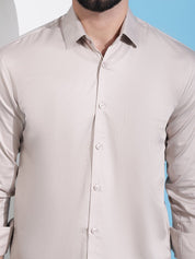 Men's Cotton Solid Casual Shirt - SF_883Beige_S