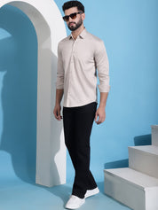 Men's Cotton Solid Casual Shirt - SF_883Beige_S