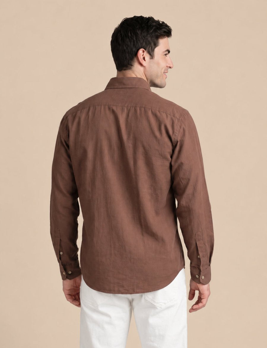 Men’s Cotton Solid Casual Shirt - SF_065Brown_S