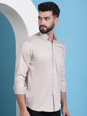 Men's Cotton Solid Casual Shirt - SF_883Beige_S