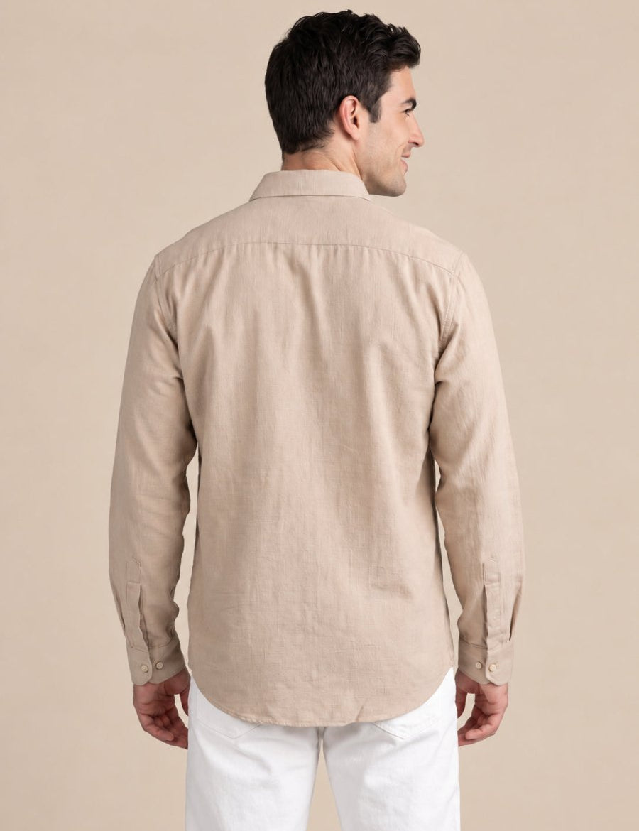 Men’s Cotton Solid Casual Shirt - SF_065Cream_S