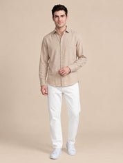 Men’s Cotton Solid Casual Shirt - SF_065Cream_S