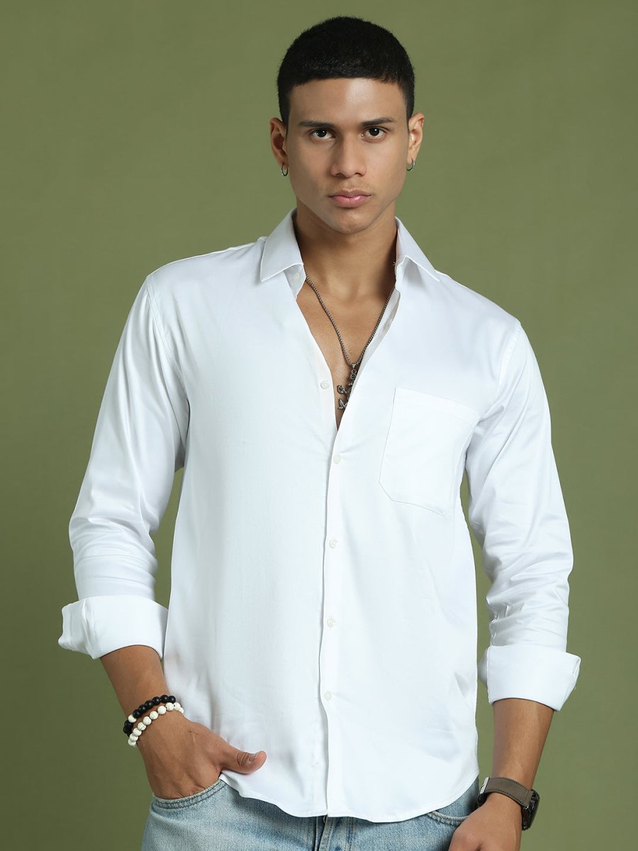 Men's Cotton Solid Formal Shirt - SF_883White_S