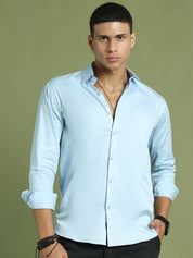 Men's Cotton Solid Formal Shirt - SF_883Sky_S