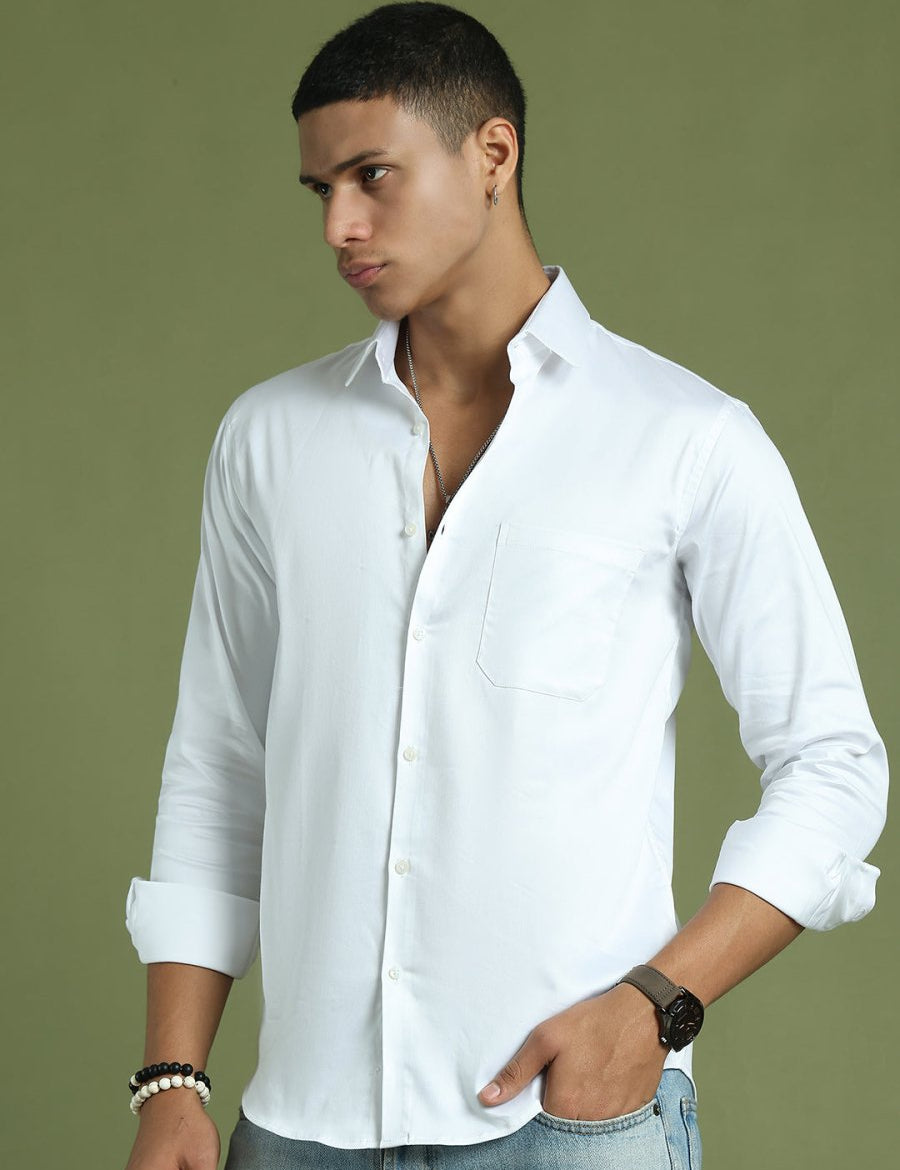 Men's Cotton Solid Formal Shirt - SF_883White_S