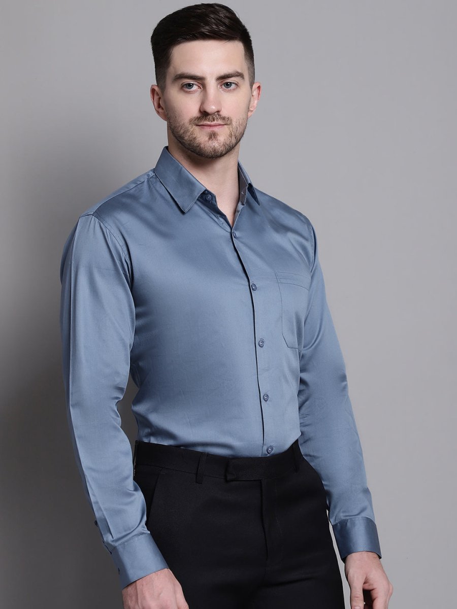 Men's Cotton Solid Formal Shirt - SF_883Grey_S