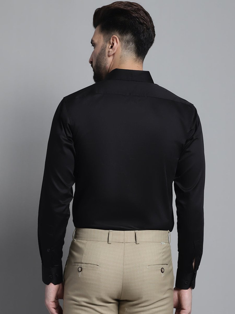 Men's Cotton Solid Formal Shirt - SF_883Black_S
