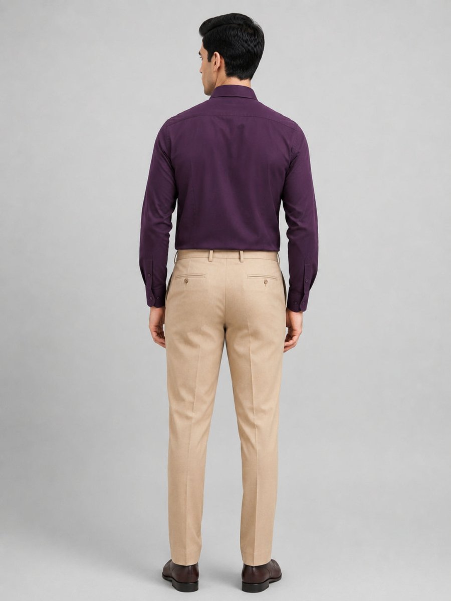 Men's Cotton Solid Formal Shirt - SF_883Wine_M
