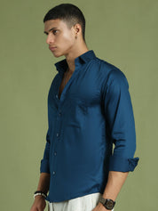 Men's Cotton Solid Formal Shirt - SF_883Peacock_S