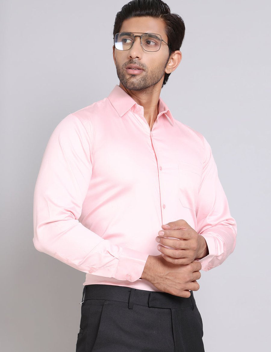 Men's Cotton Solid Formal Shirt - SF_883Light-Pink_S