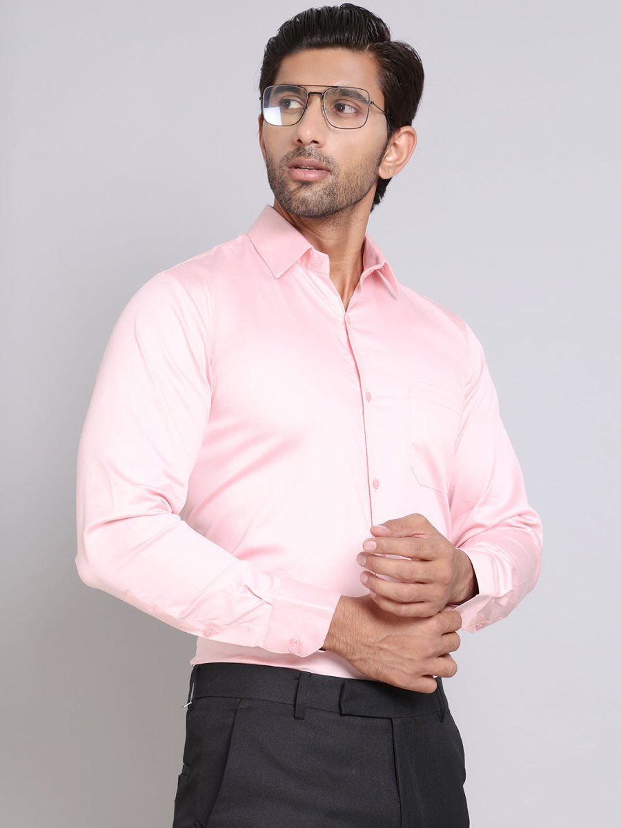Men's Cotton Solid Formal Shirt - SF_883Light-Pink_S