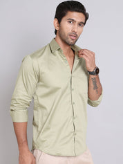 Men's Cotton Solid Formal Shirt - SF_883Pista_S