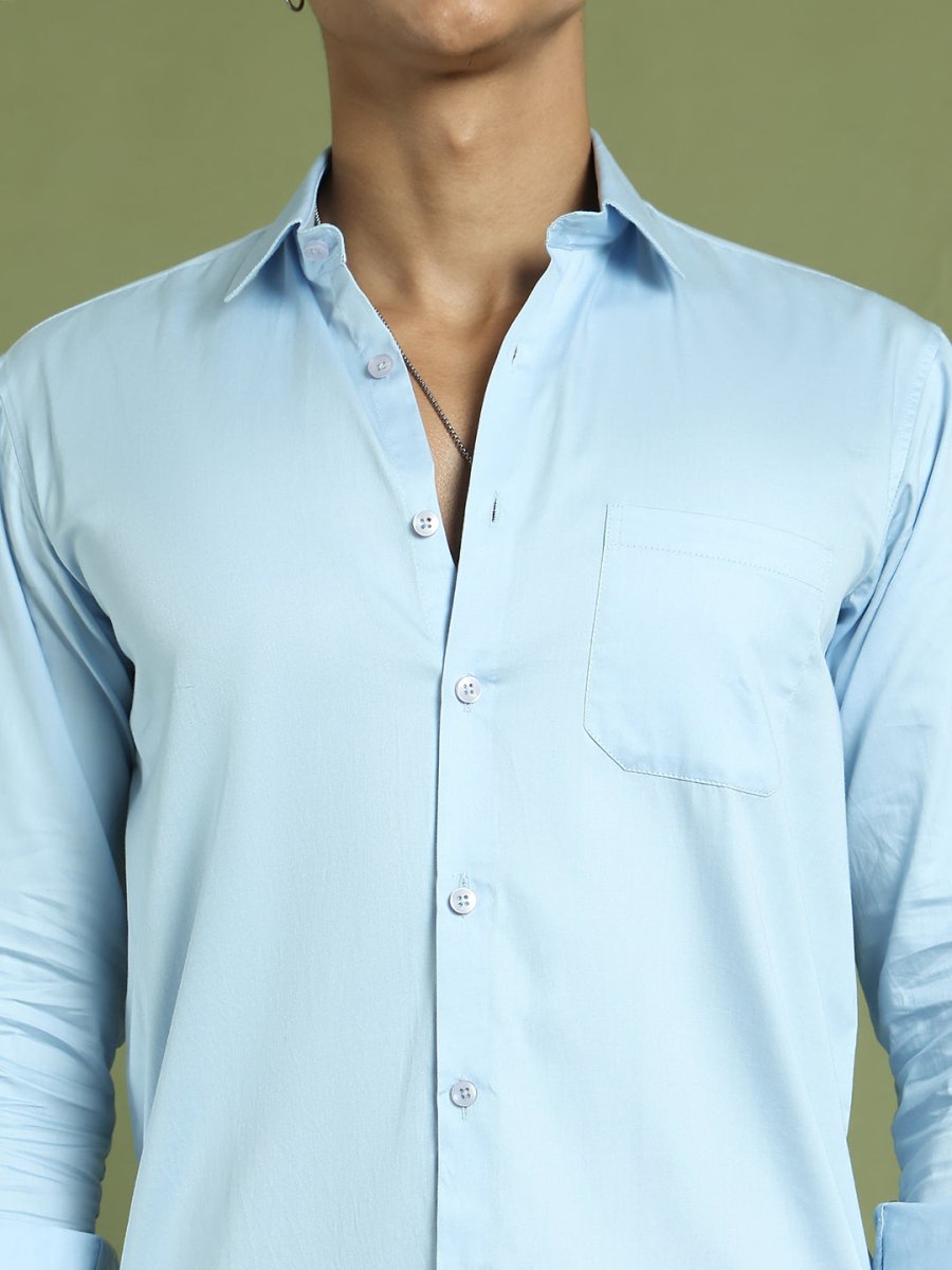 Men's Cotton Solid Formal Shirt - SF_883Sky_S