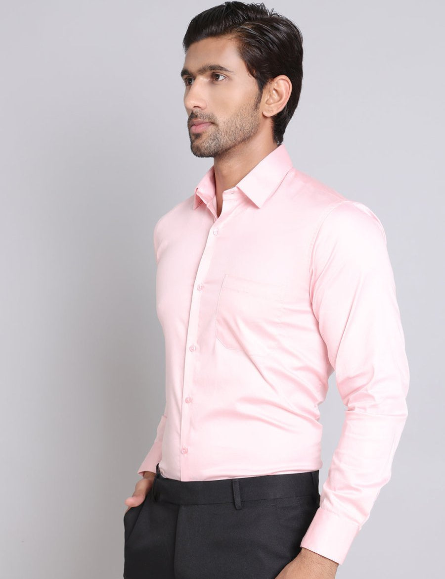 Men's Cotton Solid Formal Shirt - SF_883Light-Pink_S