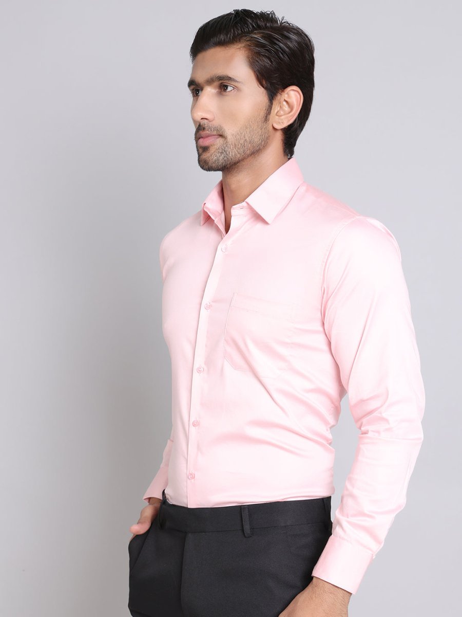 Men's Cotton Solid Formal Shirt - SF_883Light-Pink_S