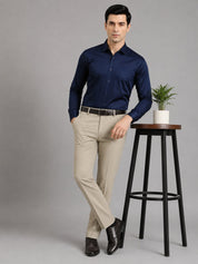 Men's Cotton Solid Formal Shirt - SF_883Navy_M