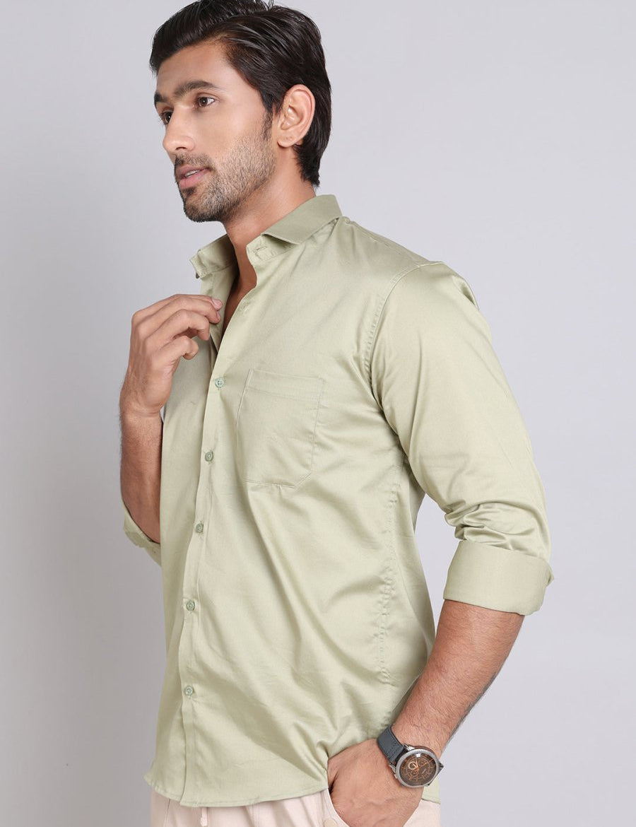 Men's Cotton Solid Formal Shirt - SF_883Pista_S