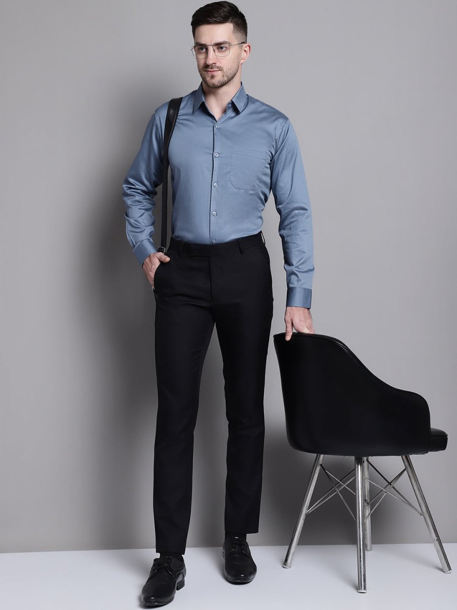 Men's Cotton Solid Formal Shirt - SF_883Grey_S