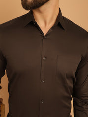 Men's Cotton Solid Formal Shirt - SF_883Coffee_S