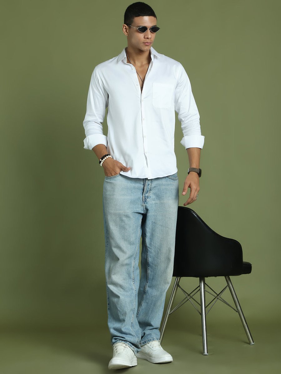 Men's Cotton Solid Formal Shirt - SF_883White_S
