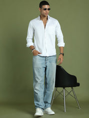 Men's Cotton Solid Formal Shirt - SF_883White_S