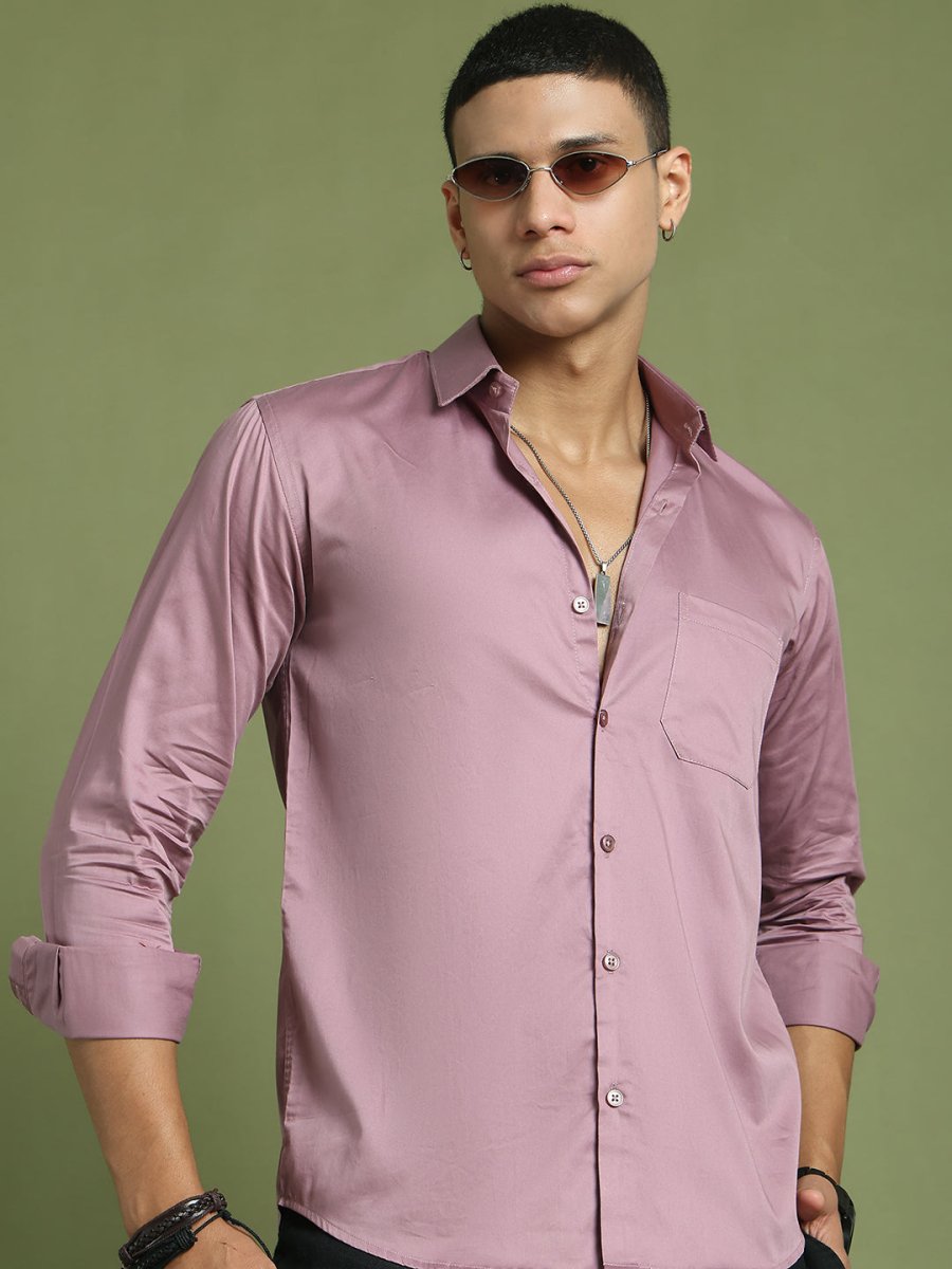 Men's Cotton Solid Formal Shirt - SF_883Magenta_S
