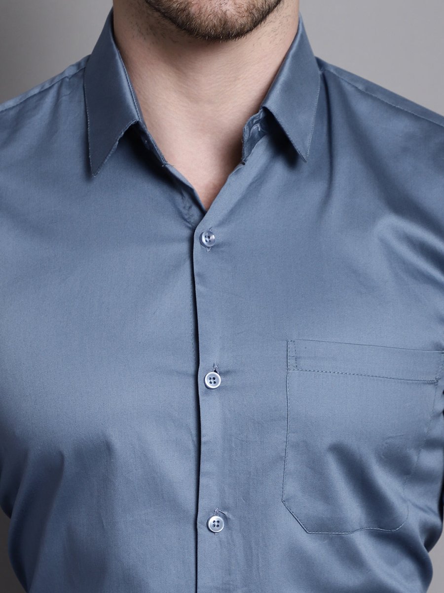 Men's Cotton Solid Formal Shirt - SF_883Grey_S