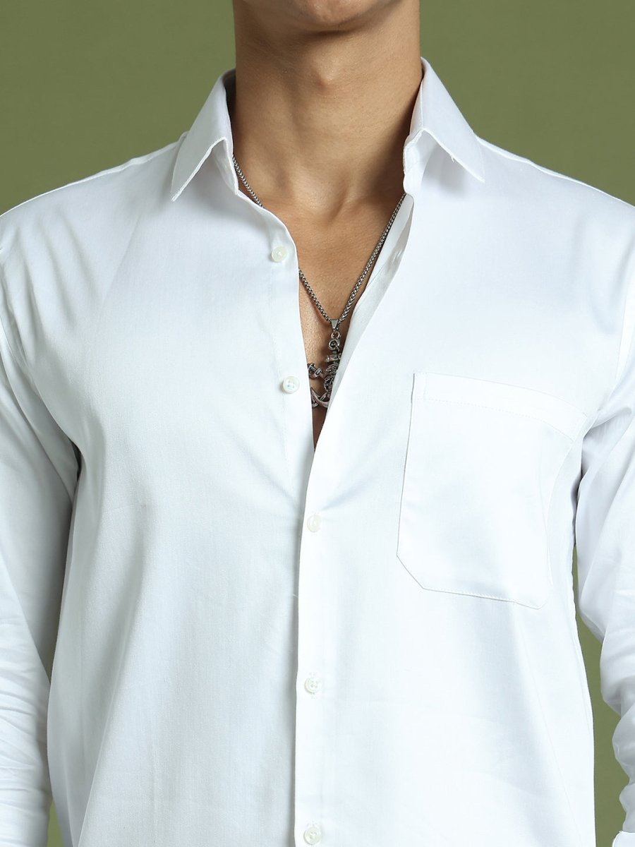 Men's Cotton Solid Formal Shirt - SF_883White_S