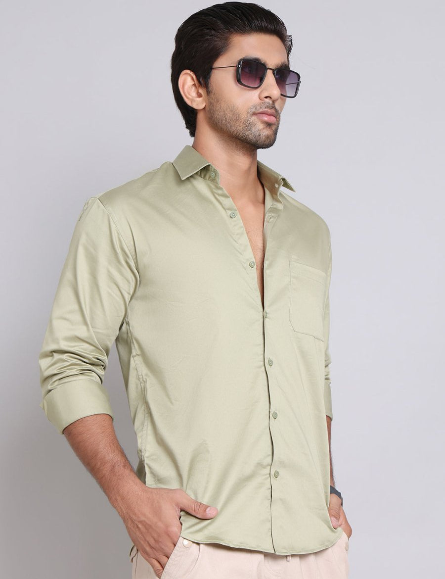 Men's Cotton Solid Formal Shirt - SF_883Pista_S