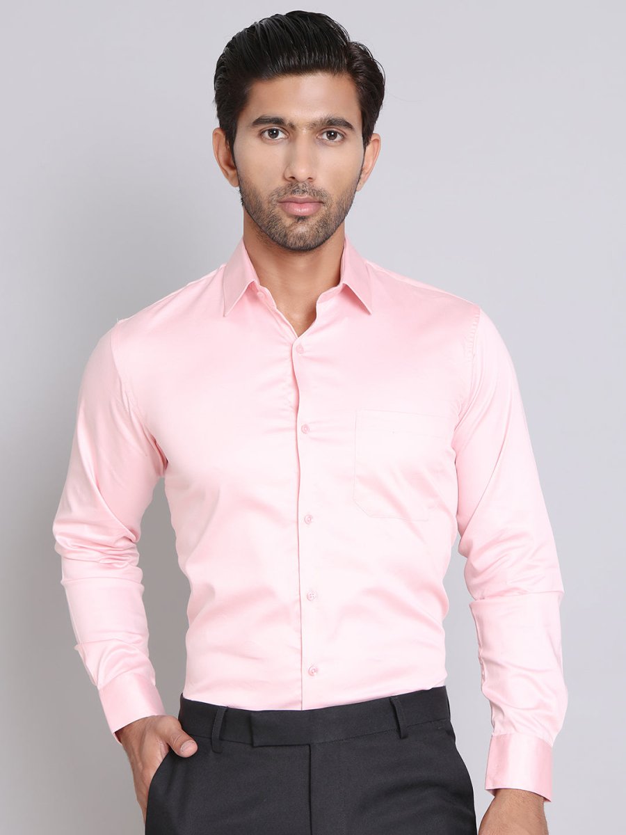 Men's Cotton Solid Formal Shirt - SF_883Light-Pink_S
