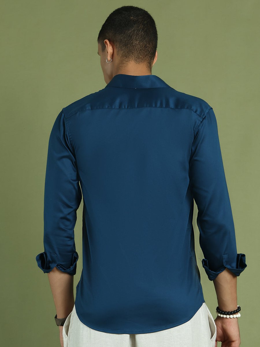 Men's Cotton Solid Formal Shirt - SF_883Peacock_S