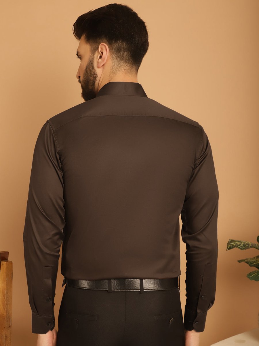 Men's Cotton Solid Formal Shirt - SF_883Coffee_S
