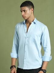 Men's Cotton Solid Formal Shirt - SF_883Sky_S