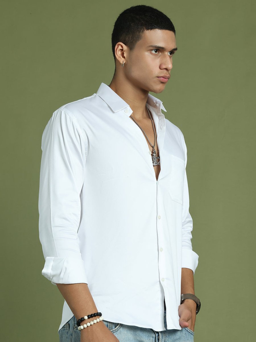 Men's Cotton Solid Formal Shirt - SF_883White_S