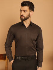 Men's Cotton Solid Formal Shirt - SF_883Coffee_S