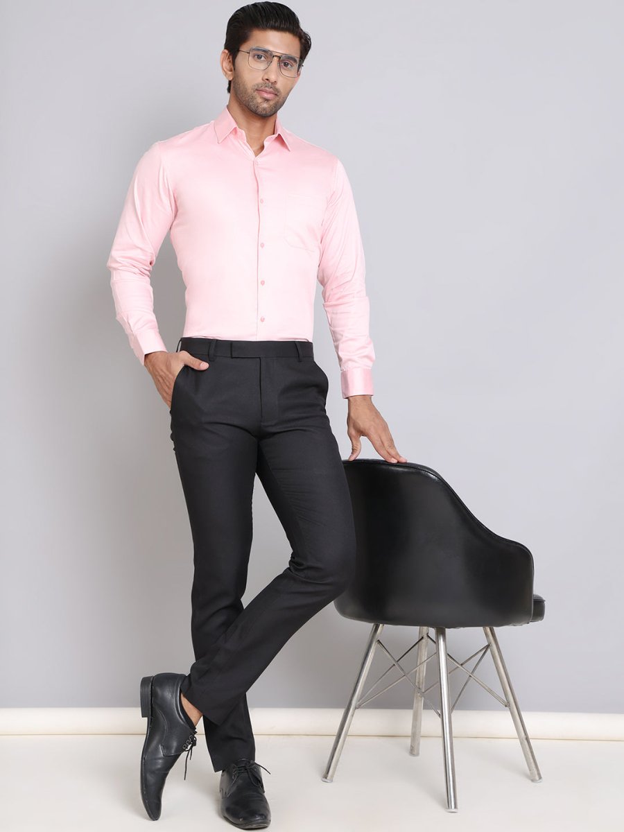 Men's Cotton Solid Formal Shirt - SF_883Light-Pink_S