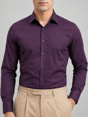 Men's Cotton Solid Formal Shirt - SF_883Wine_M