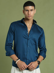 Men's Cotton Solid Formal Shirt - SF_883Peacock_S