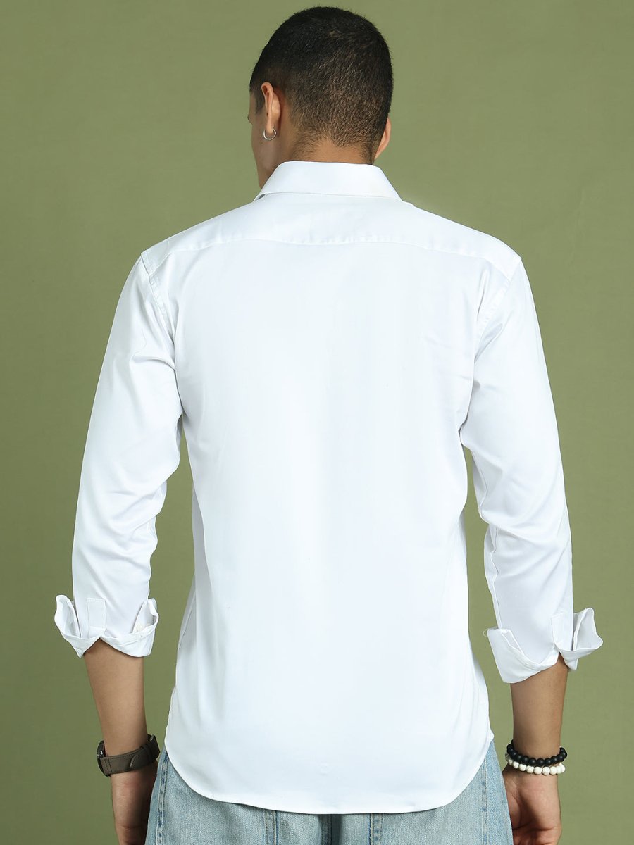Men's Cotton Solid Formal Shirt - SF_883White_S