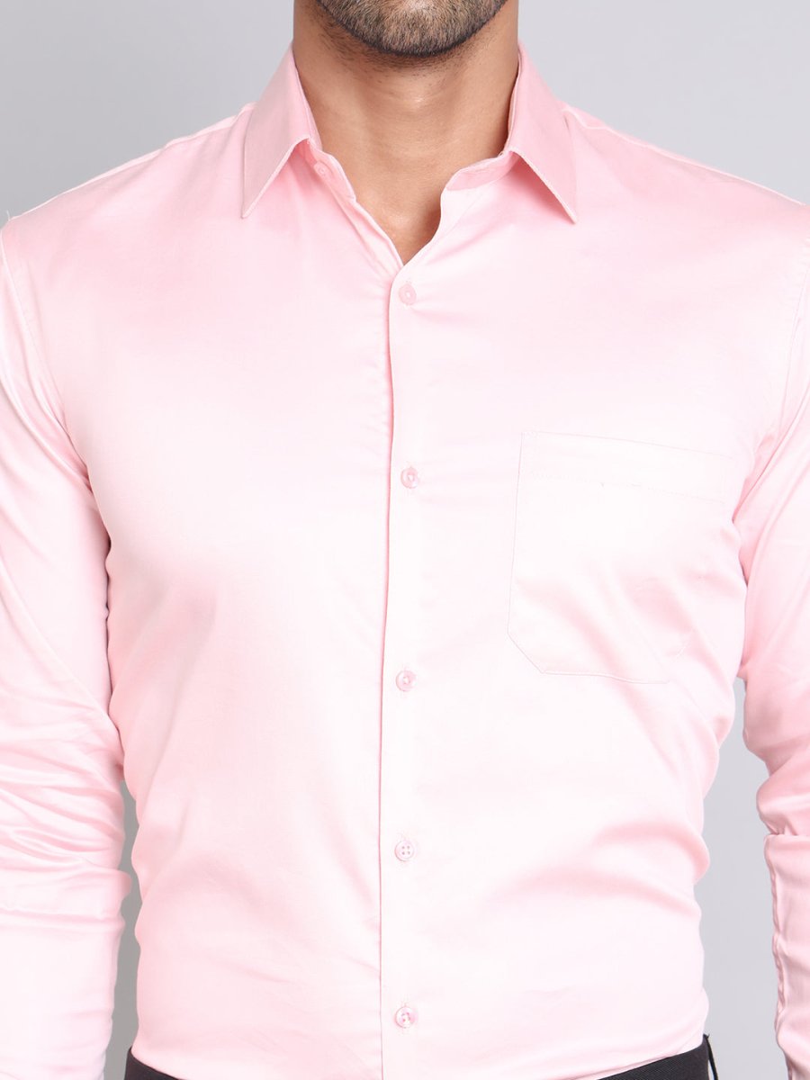 Men's Cotton Solid Formal Shirt - SF_883Light-Pink_S