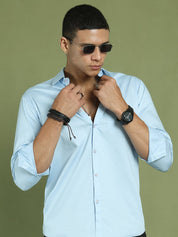 Men's Cotton Solid Formal Shirt - SF_883Sky_S
