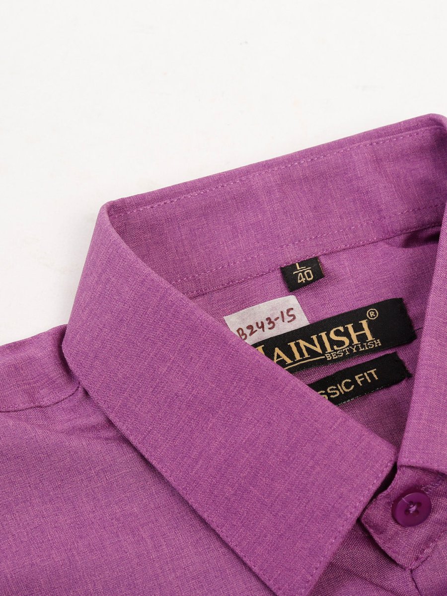 Men's Cotton Solid Half Sleeves Formal Shirt - SF_811Purple_S