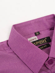Men's Cotton Solid Half Sleeves Formal Shirt - SF_811Purple_S