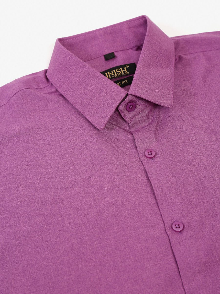 Men's Cotton Solid Half Sleeves Formal Shirt - SF_811Purple_S