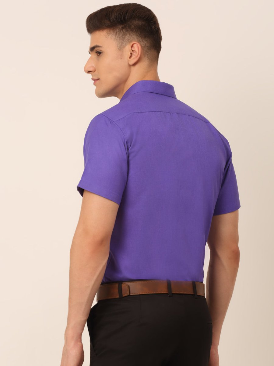 Men's Cotton Solid Half Sleeves Formal Shirt - SF_811Voilet_S