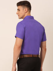 Men's Cotton Solid Half Sleeves Formal Shirt - SF_811Voilet_S