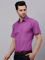 Men's Cotton Solid Half Sleeves Formal Shirt - SF_811Purple_S