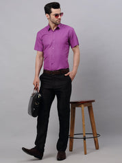 Men's Cotton Solid Half Sleeves Formal Shirt - SF_811Purple_S