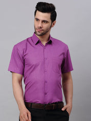 Men's Cotton Solid Half Sleeves Formal Shirt - SF_811Purple_S